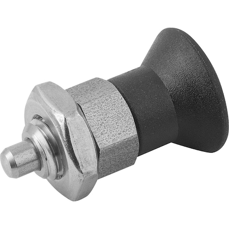 Indexing Plunger Eco Short Vers Size:1 D1=M10, D=5, Form:B, Stainless Not Hardened, Comp: Plastic